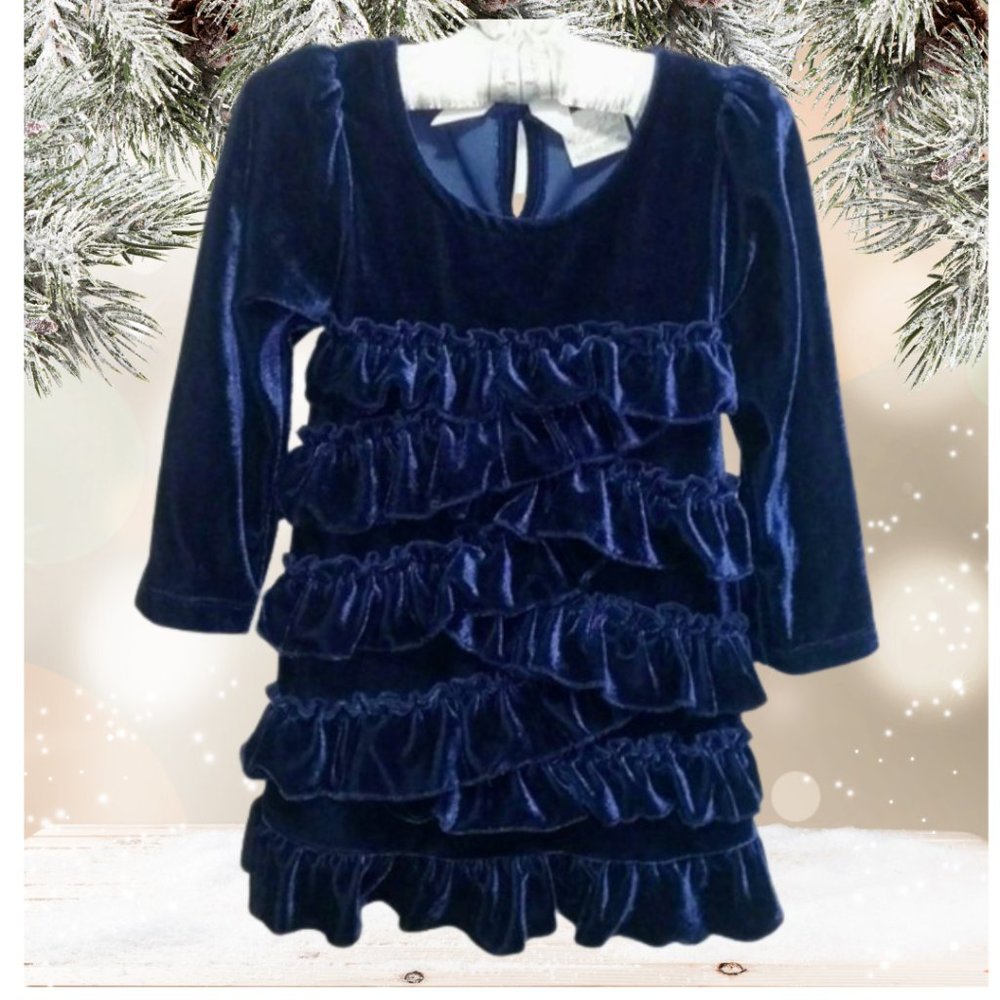 Heirlooms Polly Flinders Blue Velvet Dress 18 months or 24 months